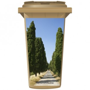 Trees Lining A Road Wheelie Bin Sticker Panel